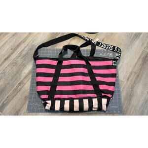 Victoria’s Secret Pink Black Stripe Duffle Bag Duffle/Tote
